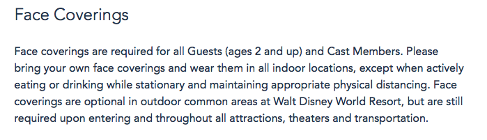 Disney Face Covering Policy