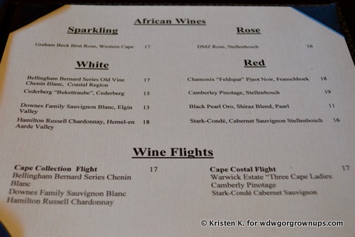 Victoria Falls Wine List