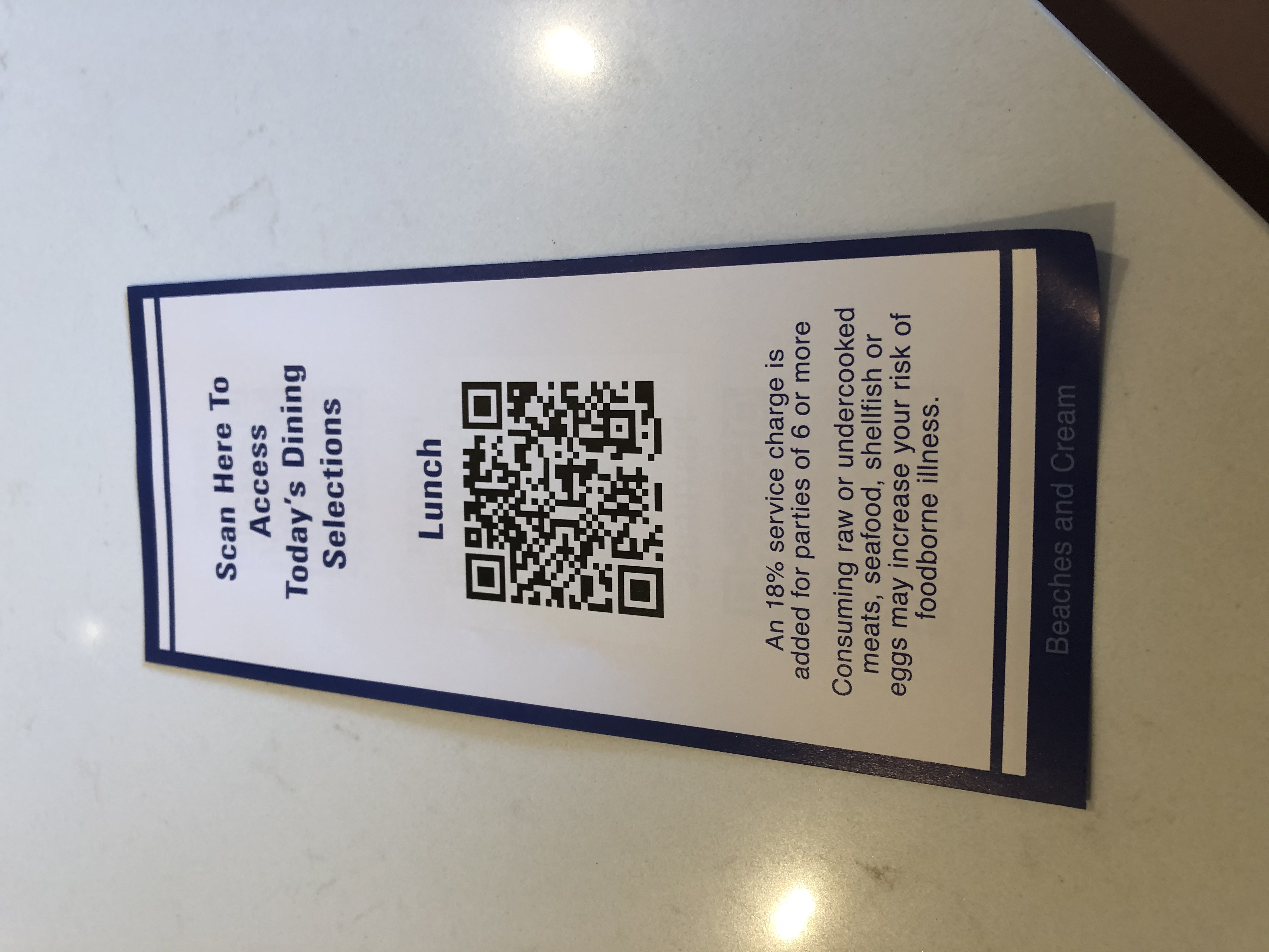 Scan The QR Code For The Contactless Menu
