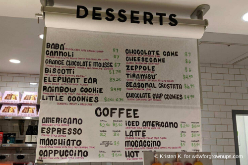 Dessert Menu and Espresso