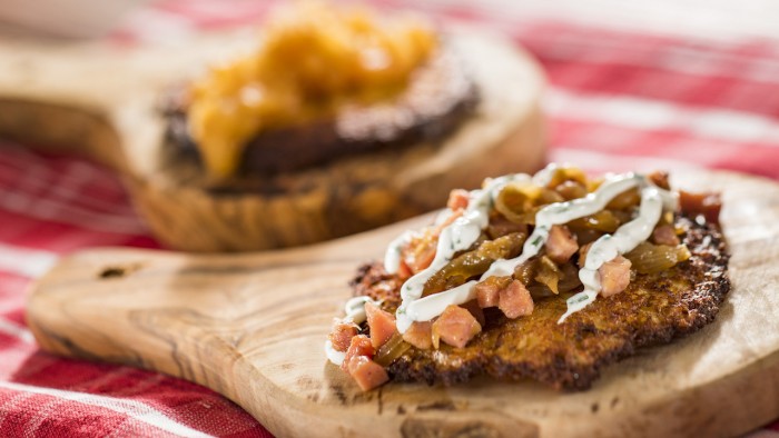 Caramelized Ham and Onion Potato Pancakes from Bauernmarkt