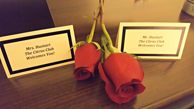 place tags and roses from dinner