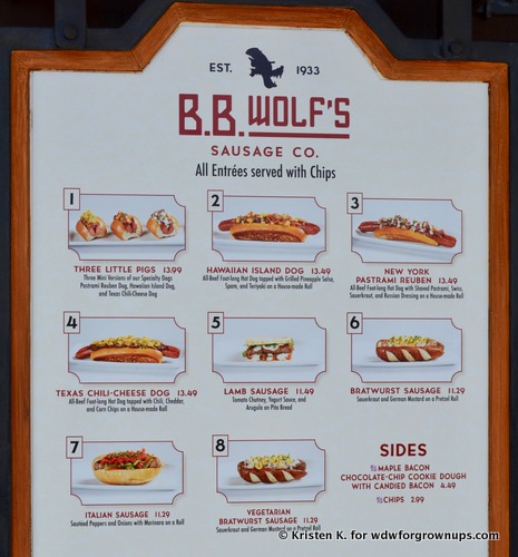 B.B. Wolf's Sausage Co. Menu